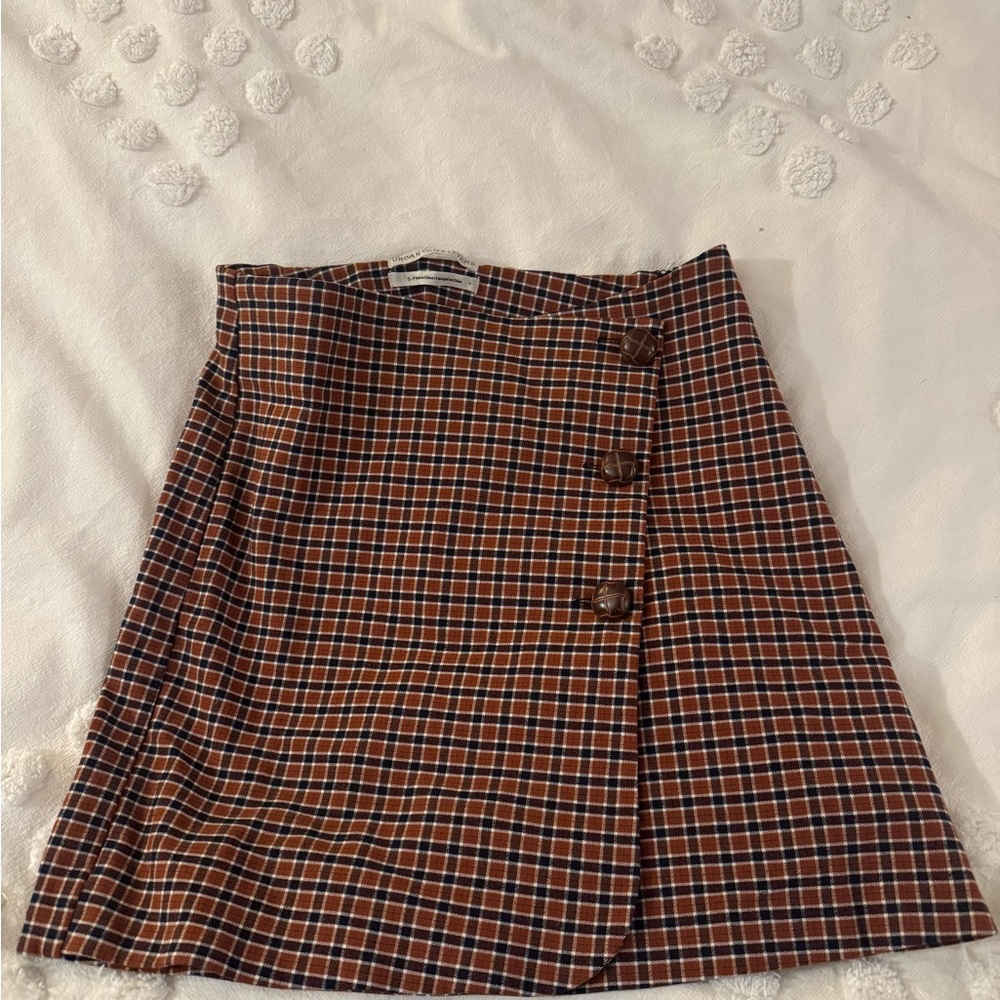 Urban Outfitters Tweed Skirt with Leather Buttons